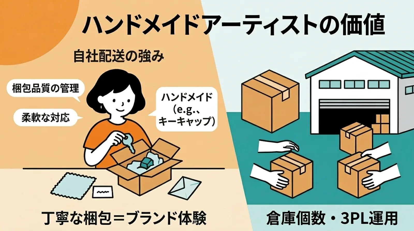 ハンドメイドアーティストの価値。自社発送の強みは梱包品質の管理・柔軟な対応、丁寧な梱包=ブランド体験