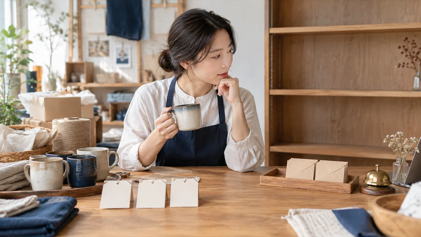 在庫切れ後の案内を、予約受付と再入荷のお知らせで商品ごとに使い分ける店主の作業風景